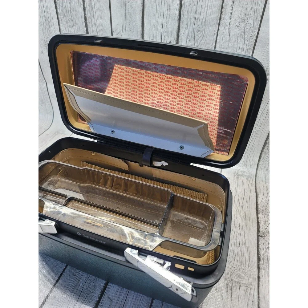 VTG 80s Samsonite Series 2800 Train Travel Cosmetic Case Blue w Key Storage Tray